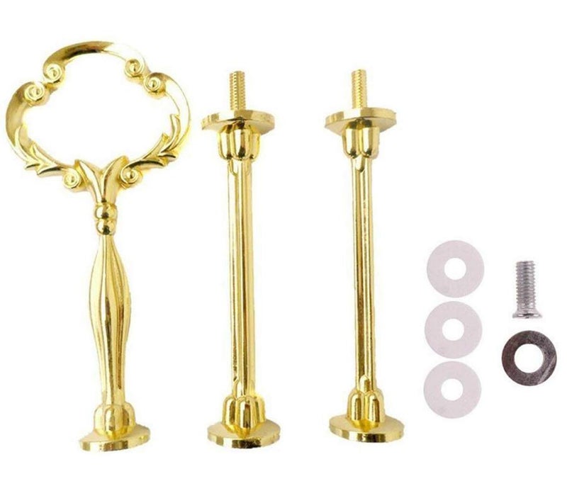 UPSTORE 1 Set Metal 3 Tier Sturdy Vintage Sunflower Shape Party Wedding Cupcake Fruit Food Plate Stand Centre Handle Fittings Round Drill Hardware Rod Dessert Platter Rack for Wedding Parties Supply (Gold) - Image 1
